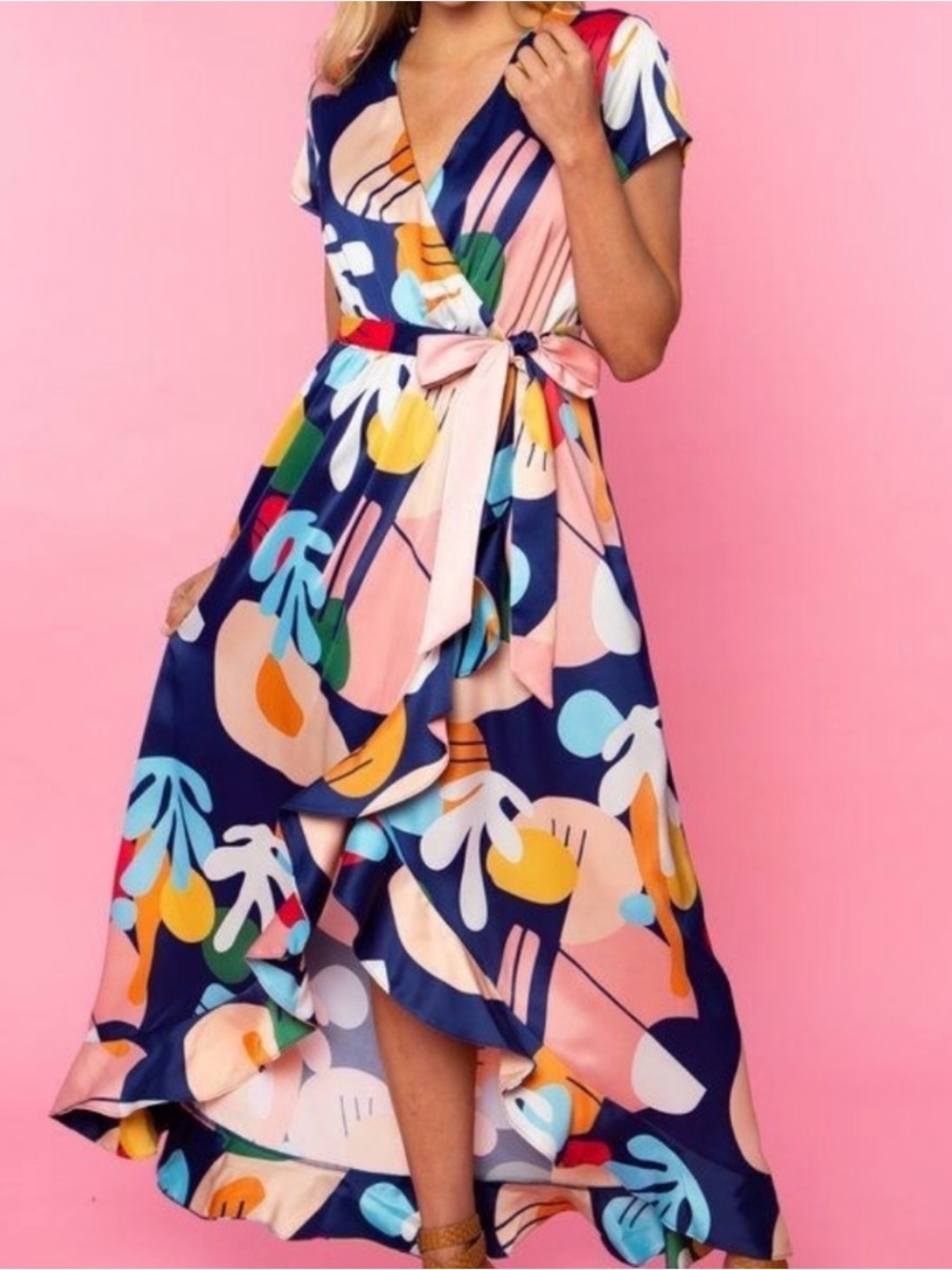 Crosby Mollie Burch Fiore Faux Wrap Dress 4 EUC